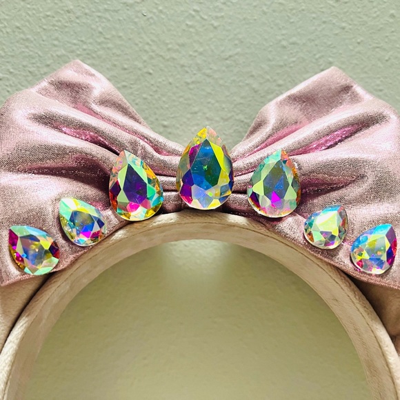 Disney Ears Rhinestones Pink Handmade - Picture 3 of 3